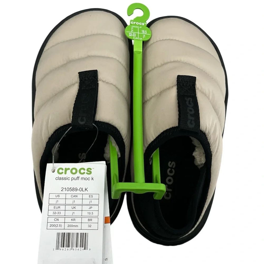 Crocs Unisex Classic Puff Moc Kids Medium Moth Multi Slip On Size 1 NEW